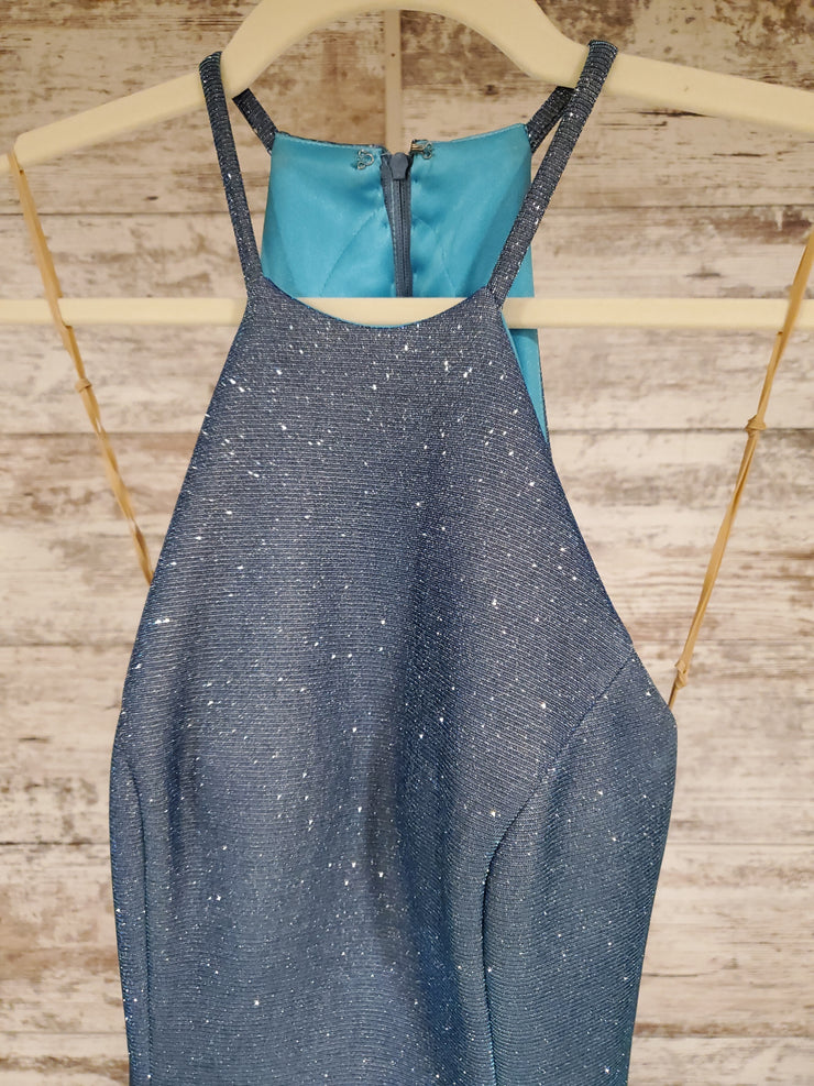 BLUE SPARKLY MERMAID GOWN