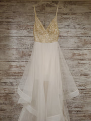 WHITE/GOLD A LINE GOWN