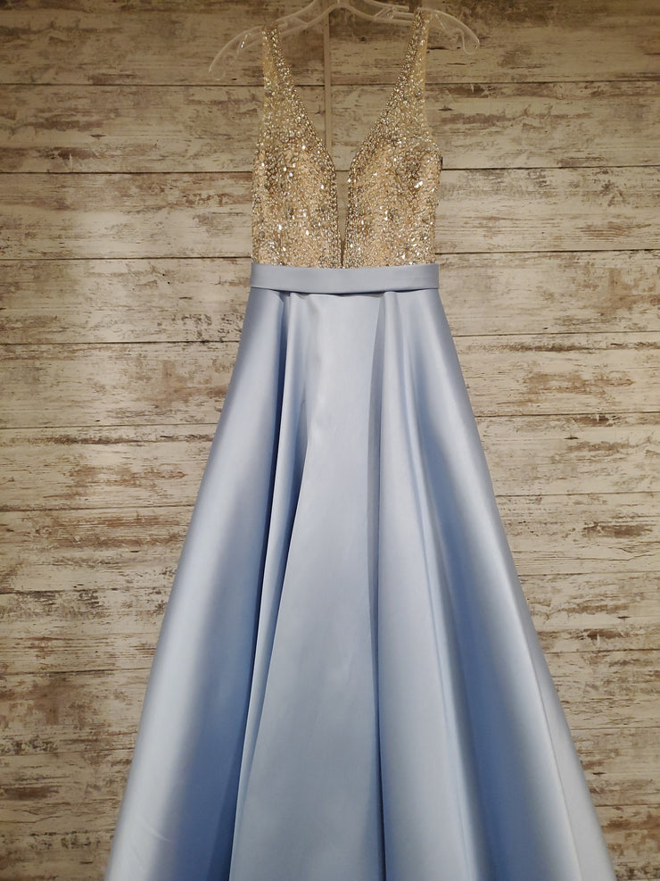 BLUE SPARKLE TOP A LINE GOWN