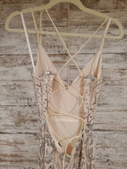 TAN/SILVER LONG EVENING GOWN
