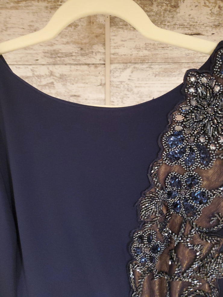 NAVY LONG EVENING GOWN