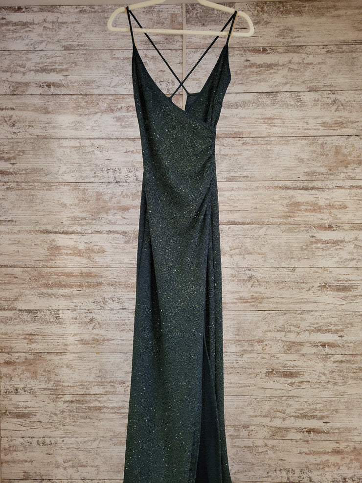 GREEN SPARKLY LONG DRESS