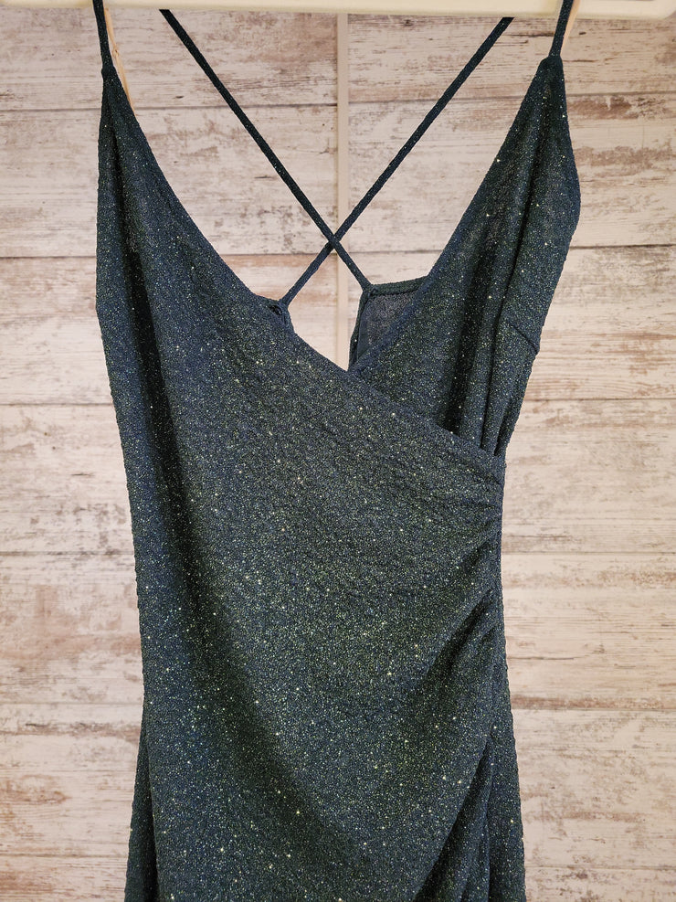 GREEN SPARKLY LONG DRESS