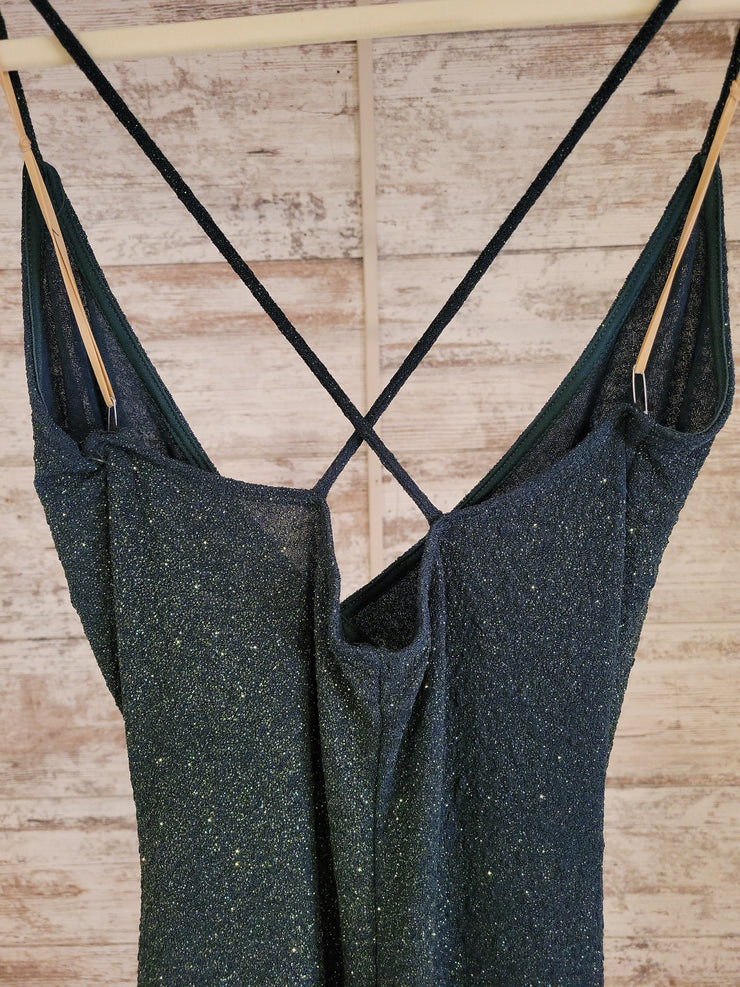 GREEN SPARKLY LONG DRESS