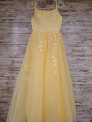 YELLOW/FLORAL A LINE GOWN