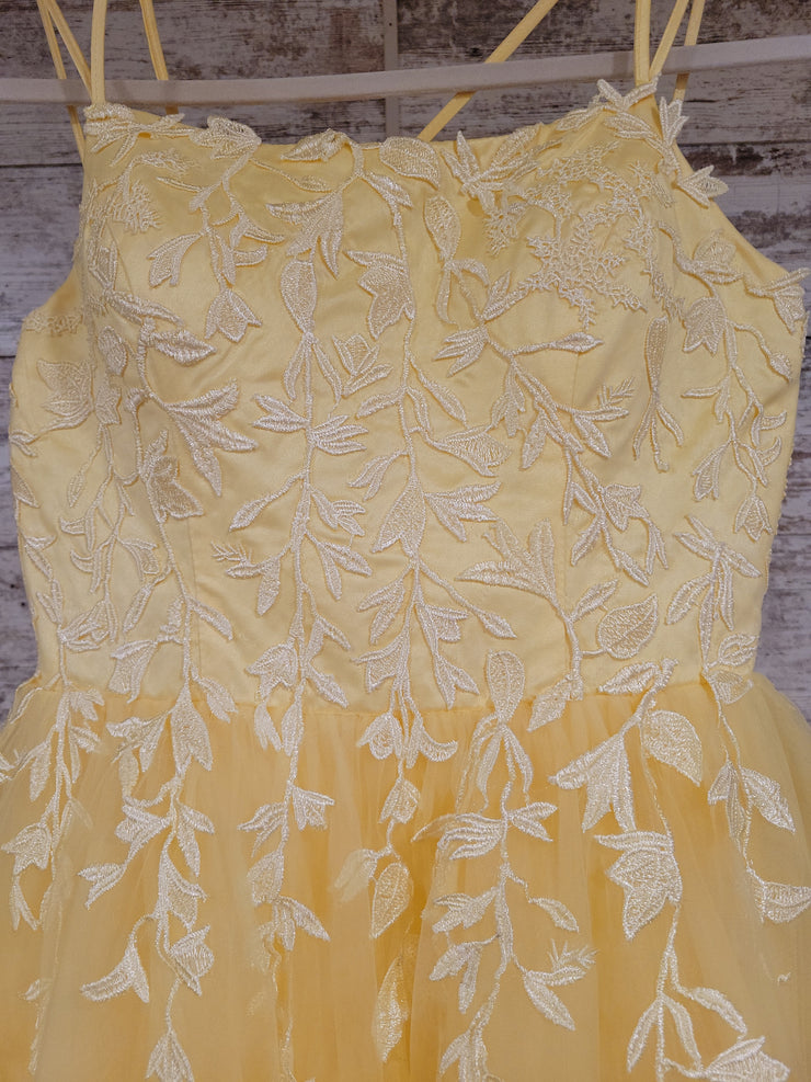 YELLOW/FLORAL A LINE GOWN