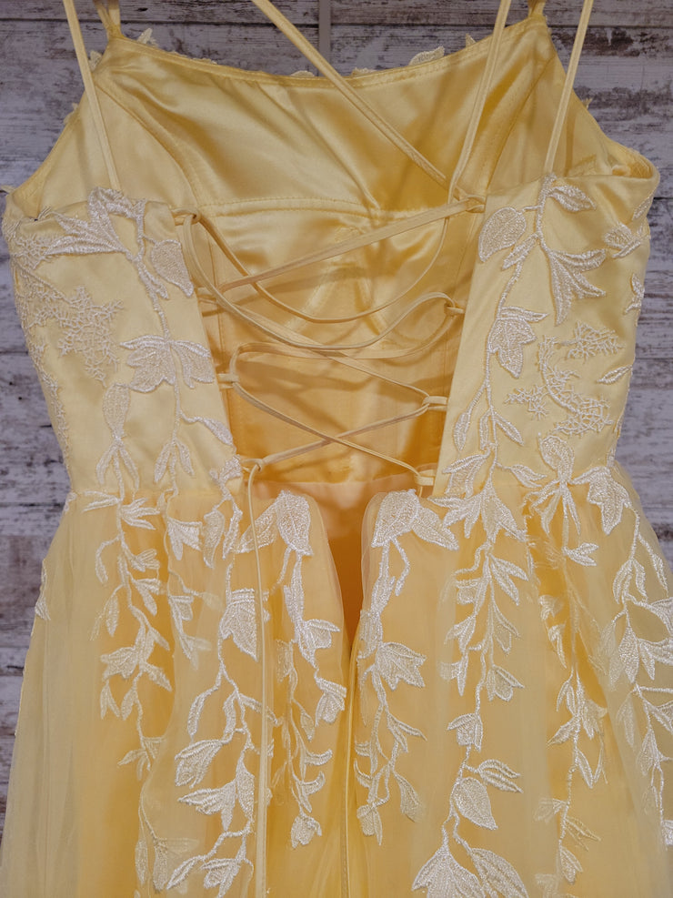 YELLOW/FLORAL A LINE GOWN