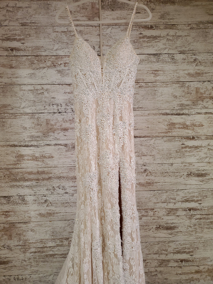WHITE LACE LONG EVENING GOWN