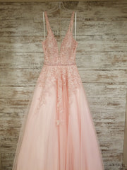 PINK/FLORAL A LINE GOWN