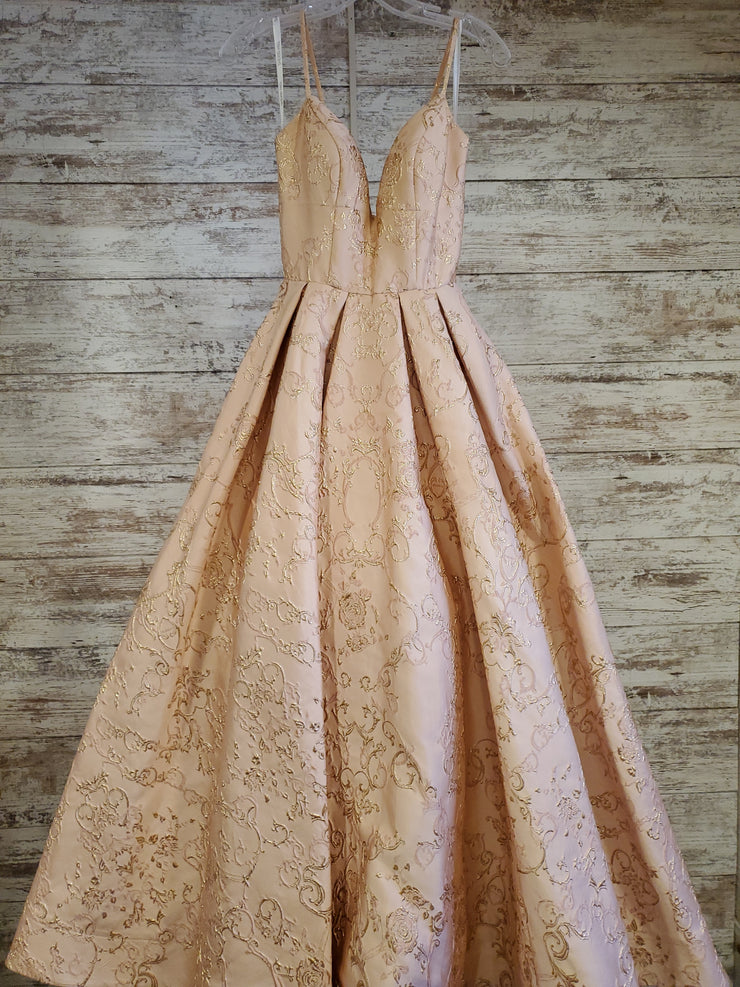 PEACH/FLORAL A LINE GOWN