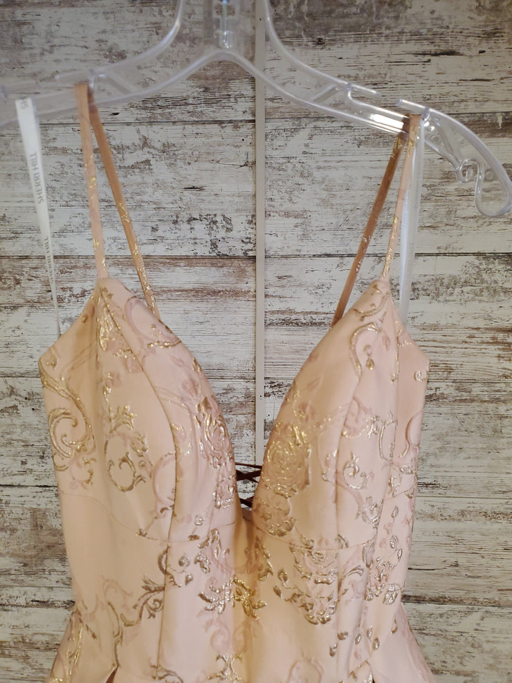 PEACH/FLORAL A LINE GOWN