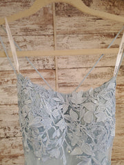 BLUE FLORAL A LINE GOWN