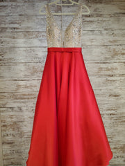 RED/GEM TOP A LINE GOWN