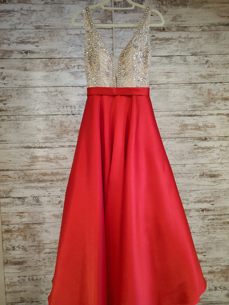 RED/GEM TOP A LINE GOWN