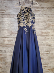 NAVY/GOLD A LINE GOWN (NEW)