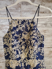 NAVY/GOLD A LINE GOWN (NEW)