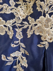 NAVY/GOLD A LINE GOWN (NEW)