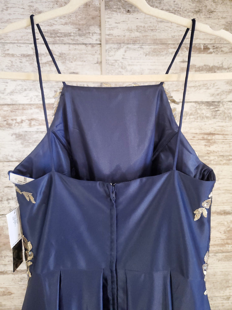 NAVY/GOLD A LINE GOWN (NEW)