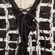 BLACK/WHITE SEQUIN SHORT DRESS