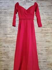 RED LONG SLEEVE LONG DRESS