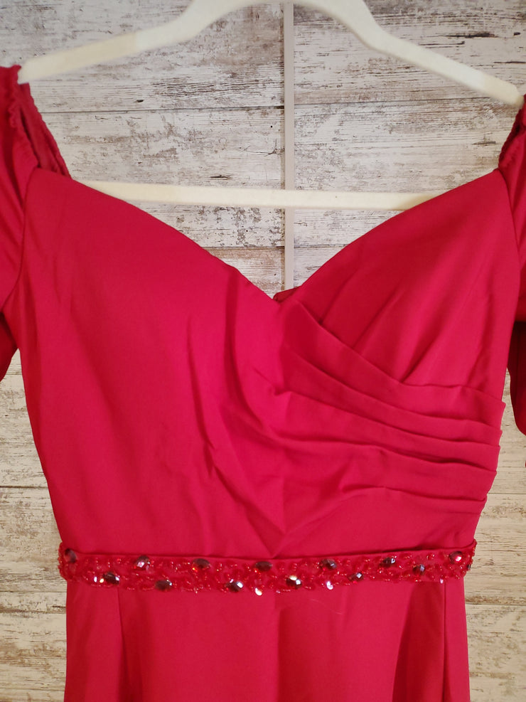 RED LONG SLEEVE LONG DRESS