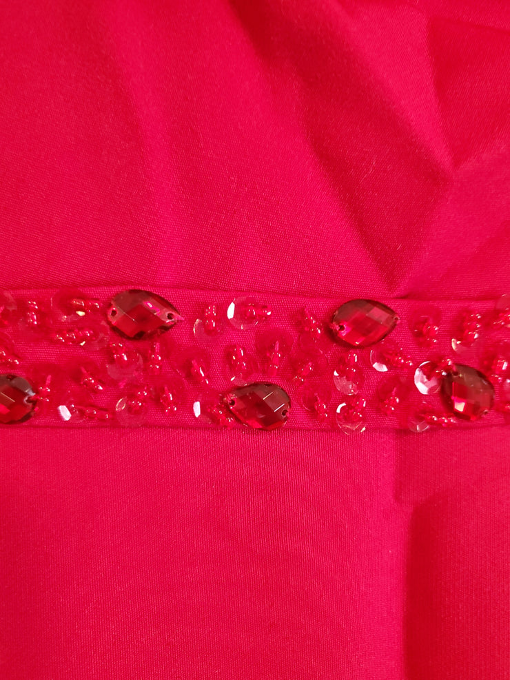 RED LONG SLEEVE LONG DRESS