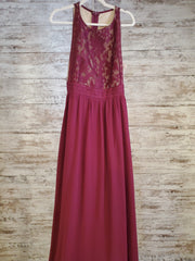 BURGUNDY LONG EVENING GOWN