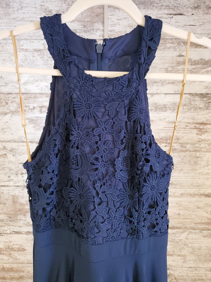 NAVY LONG EVENING GOWN