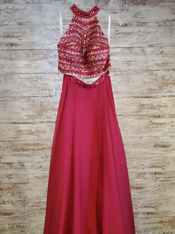 BURGUNDY 2 PC. LONG GOWN SET