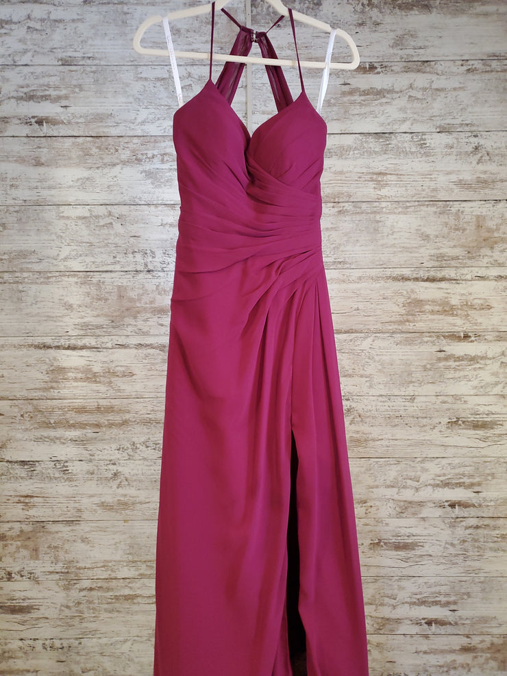 BURGUNDY LONG EVENING GOWN