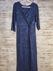 NAVY FULL SEQUIN LONG DRESS