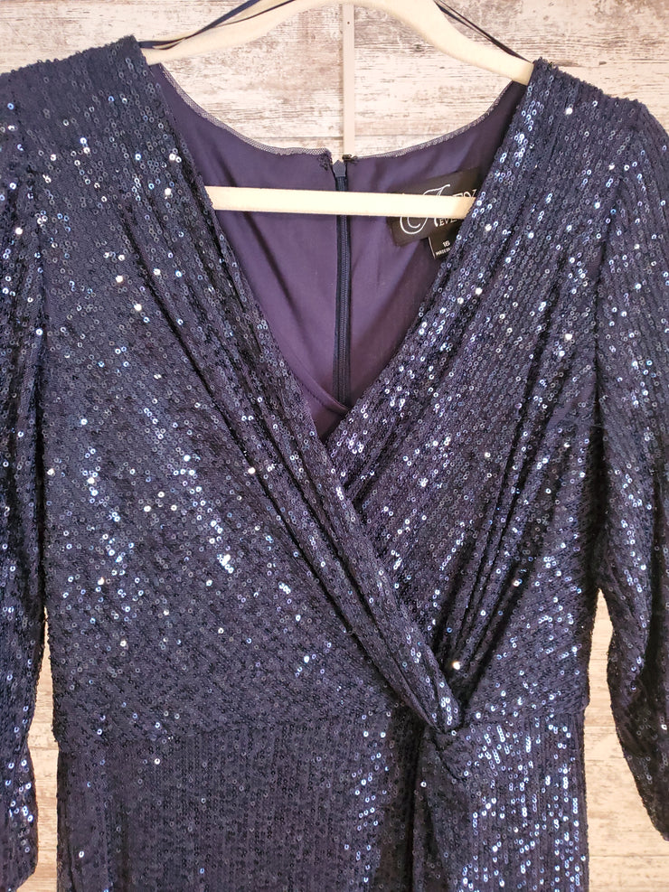NAVY FULL SEQUIN LONG DRESS