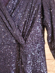 NAVY FULL SEQUIN LONG DRESS