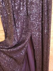 NAVY FULL SEQUIN LONG DRESS