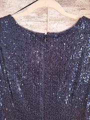 NAVY FULL SEQUIN LONG DRESS