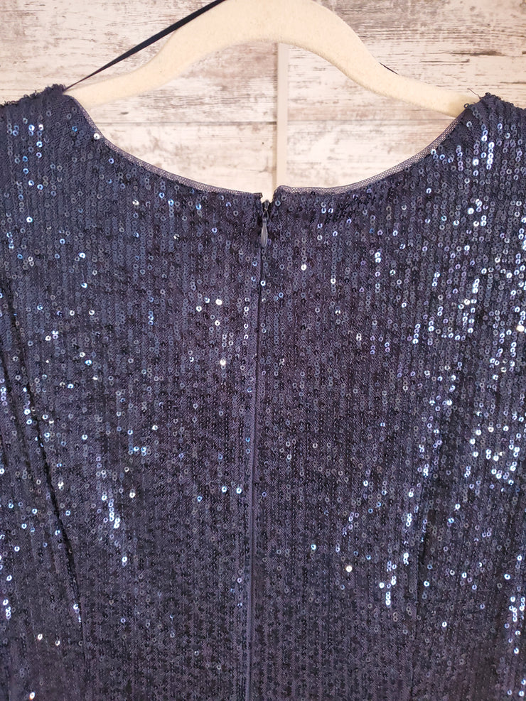NAVY FULL SEQUIN LONG DRESS