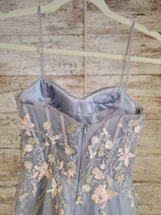 BLUE /FLORAL A LINE GOWN