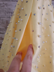 YELLOW/WHITE PEARL A LINE GOWN