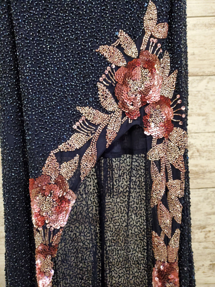 NAVY FULL BEADED LONG GOWN