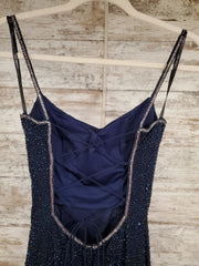 NAVY FULL BEADED LONG GOWN