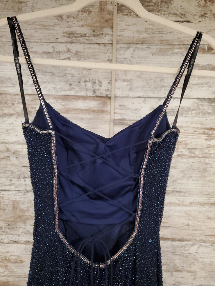 NAVY FULL BEADED LONG GOWN