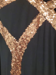 BLACK/GOLD LONG EVENING GOWN