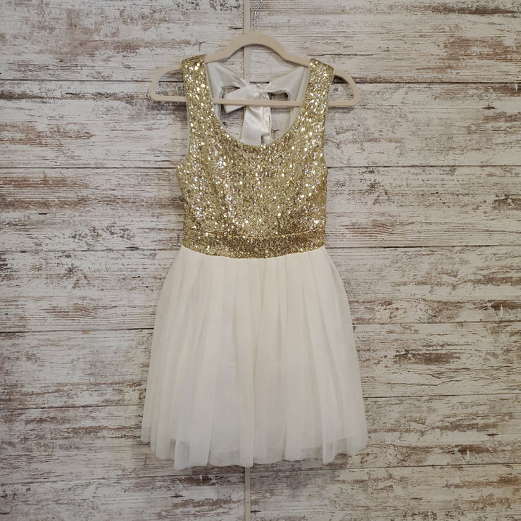 WHITE/GOLD SHORT DRESS