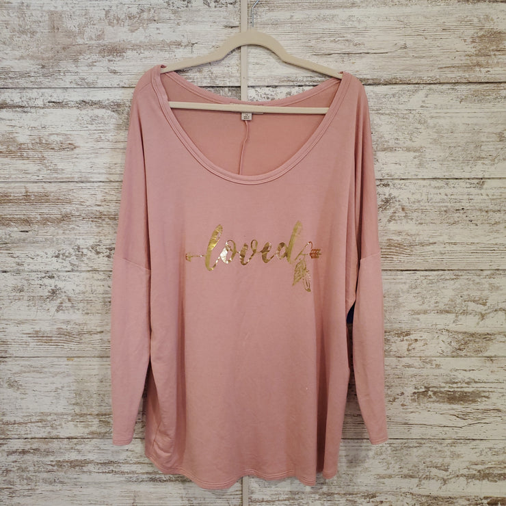PINK LONG SLEEVE LOVED TOP
