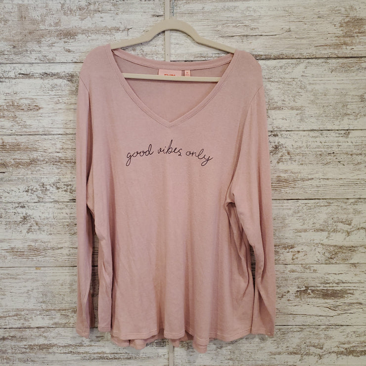 PINK GOOD VIBES LONG SLEEVE TO