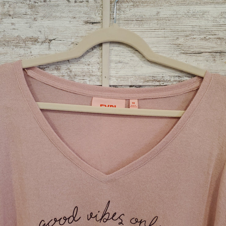 PINK GOOD VIBES LONG SLEEVE TO
