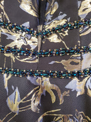 NAVY/GOLD FLORAL A LINE GOWN