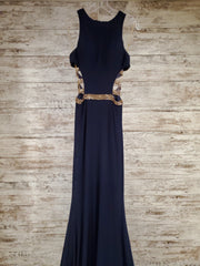 NAVY LONG EVENING GOWN
