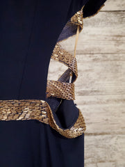 NAVY LONG EVENING GOWN