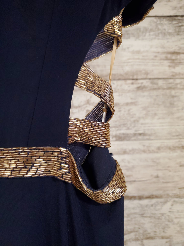 NAVY LONG EVENING GOWN